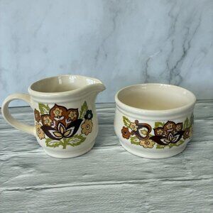 Sadler England Pottery 1970s Retro Creamer and Sugar Set